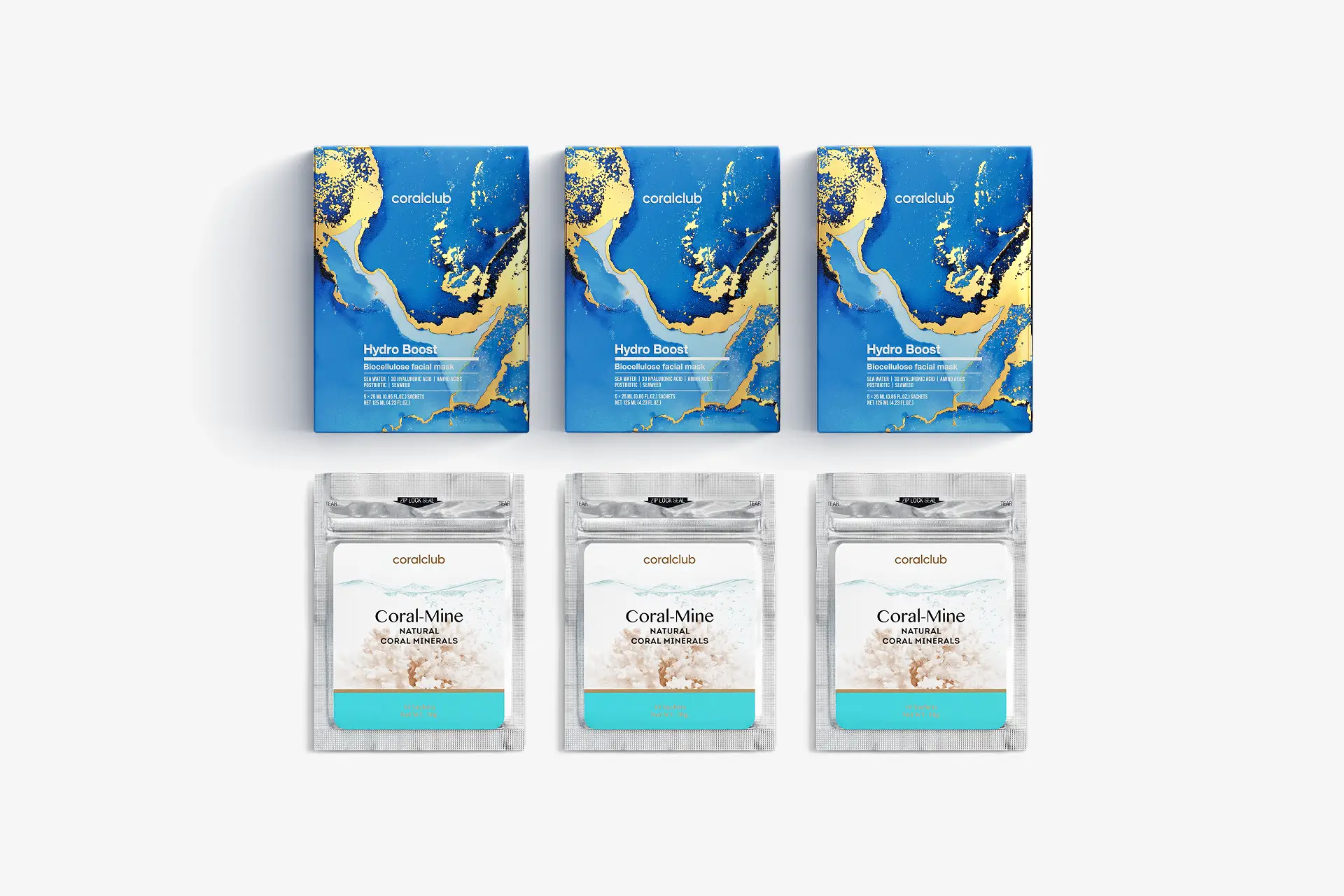 Hydro Boost Biocellulose Facial Mask, 25 ml, 15 paketėlių + Coral-Mine, 30 paketėlių po 1 g